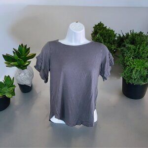 Loft Womens Tops XXSP Gray Ruffle Sleeve Rayon Grunge Goth